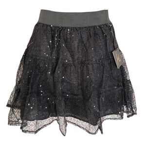NWT BB Dakota Jack black sequin mesh a line mini skirt size small